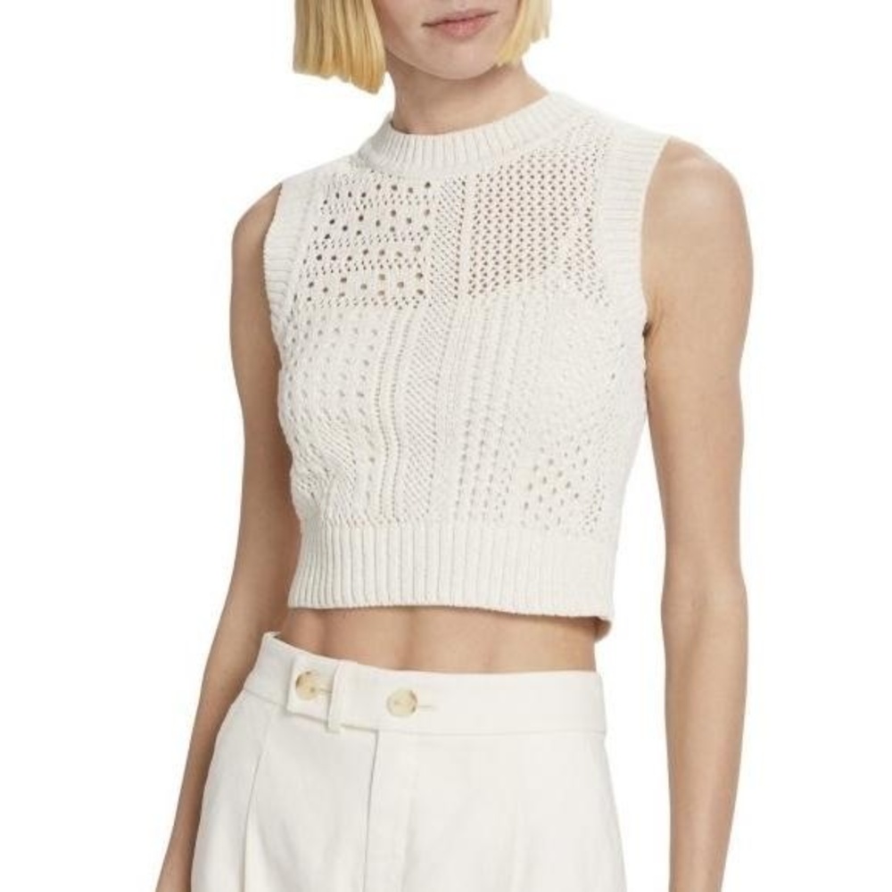A.L.C. Sawyer Vest Top Off-White Knit Cropped Sleeveless Designer Womens Small